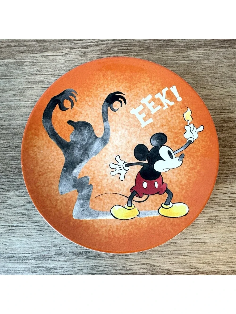 Pottery Barn Kids Mickey Mouse Halloween Eek ! & Boo ! Plates Orange S/2 #9082A